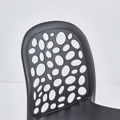 Jeffcoco Furniture back hole design stackable chair Injection processing Fixed leg plastic leisure chair outdoor/indoor outside/inside Patio/Garden chair Water/sun proof Dining chair (Black 1pc)