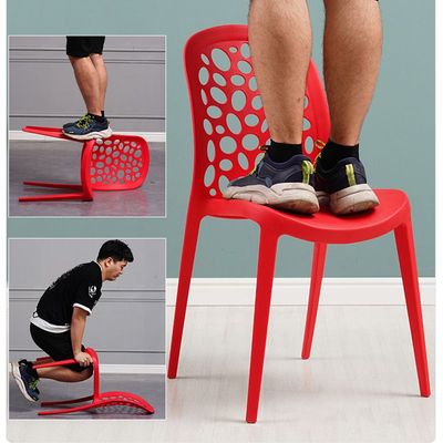 Jeffcoco Furniture back hole design stackable chair Injection processing Fixed leg plastic leisure chair outdoor/indoor outside/inside Patio/Garden chair Water/sun proof Dining chair (Red 1pc)