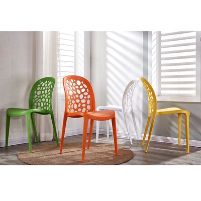 Jeffcoco Furniture back hole design stackable chair Injection processing Fixed leg plastic leisure chair outdoor/indoor outside/inside Patio/Garden chair Water/sun proof Dining chair (Yellow 1pc)