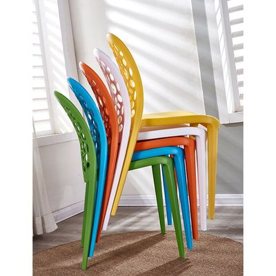 Jeffcoco Furniture back hole design stackable chair Injection processing Fixed leg plastic leisure chair outdoor/indoor outside/inside Patio/Garden chair Water/sun proof Dining chair (Yellow 1pc)