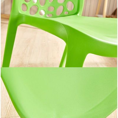 Jeffcoco Furniture back hole design stackable chair Injection processing Fixed leg plastic leisure chair outdoor/indoor outside/inside Patio/Garden chair Water/sun proof Dining chair (Green 1pc)