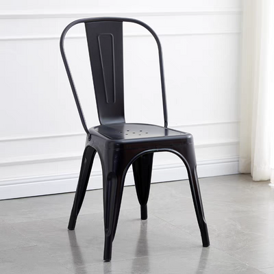 Jeffcoco Furniture Tolix Style Metal Dining Chair D1 Industrial Stackable Cafe Side Indoor/Inside Outdoor/Outside Courtyard Garden Patio Kitchen Dining Room(1 Matte Black)
