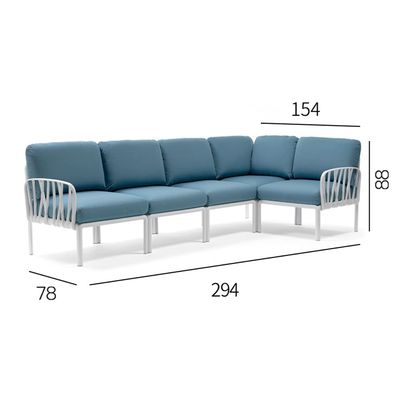 Jeffcoco Furniture Blue Outdoor Sofa Set 5 Seater Corner Sofa With Coffee Table,Garden Patio Sofa Bet