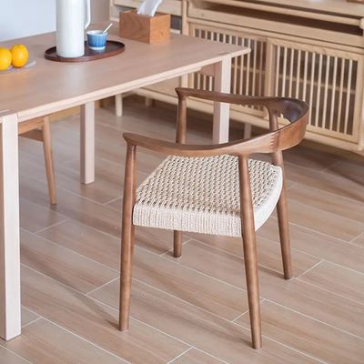 Jeffcoco Furniture Solid Wood Hand-made Rope Chair,Arm Desk Chair (1 Piece Chair)