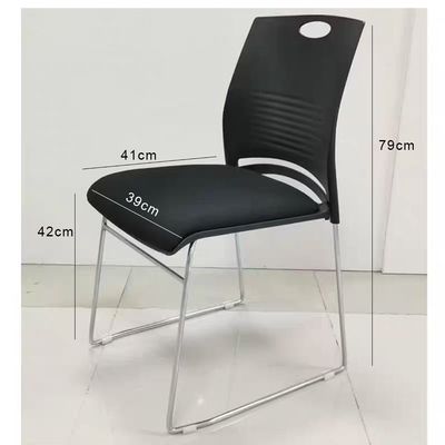 Jeffcoco Furniture Manufacturer School Furniture Indoor Cheap Ergonomic Office Plastic Electroplating Chairs Metal Stacking Conference Meeting Room Training Chair(Black 1 PC)