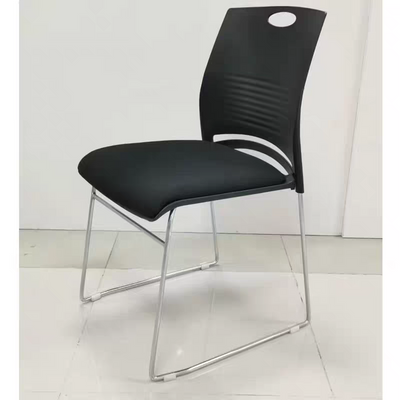 Jeffcoco Furniture Manufacturer School Furniture Indoor Cheap Ergonomic Office Plastic Electroplating Chairs Metal Stacking Conference Meeting Room Training Chair(Black 1 PC)