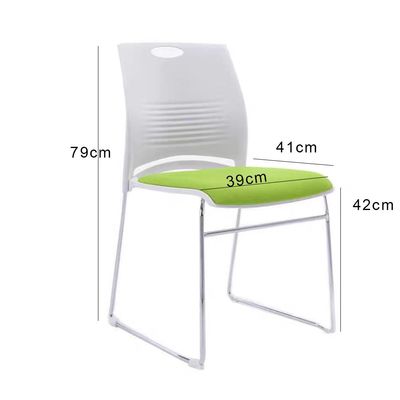 Jeffcoco Furniture Manufacturer School Furniture Indoor Cheap Ergonomic Office Plastic Electroplating Chairs Metal Stacking Conference Meeting Room Training Chair(Green 1 PC)