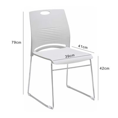Jeffcoco Furniture Manufacturer School Furniture Indoor Cheap Ergonomic Office Plastic Electroplating Chairs Metal Stacking Conference Meeting Room Training Chair(White 1 PC)