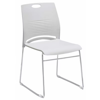 Jeffcoco Furniture Manufacturer School Furniture Indoor Cheap Ergonomic Office Plastic Electroplating Chairs Metal Stacking Conference Meeting Room Training Chair(White 1 PC)