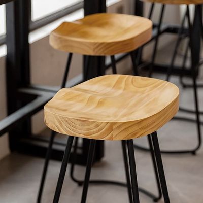 Jeffcoco Furniture Solid Wood Bar Stool,High Chair For Bar Counter(Beige 1 PC)