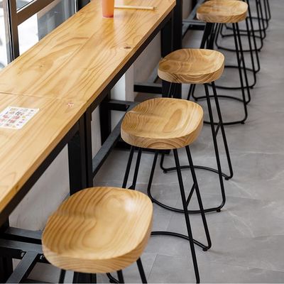 Jeffcoco Furniture Solid Wood Bar Stool,High Chair For Bar Counter(Beige 1 PC)