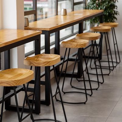 Jeffcoco Furniture Solid Wood Bar Stool,High Chair For Bar Counter(Beige 1 PC)