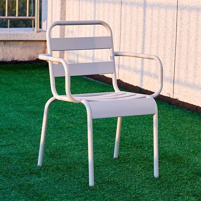 Jeffcoco Furniture Outdoor Metal Chair,Water proof,Heat Proof,Balcony Garden Stackable Arm Chair(1 PC Grey)