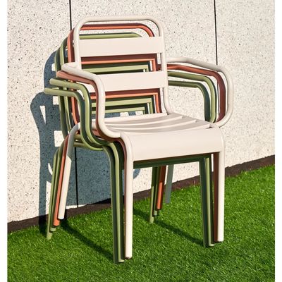Jeffcoco Furniture Outdoor Metal Chair,Water proof,Heat Proof,Balcony Garden Stackable Arm Chair(1 PC Grey)