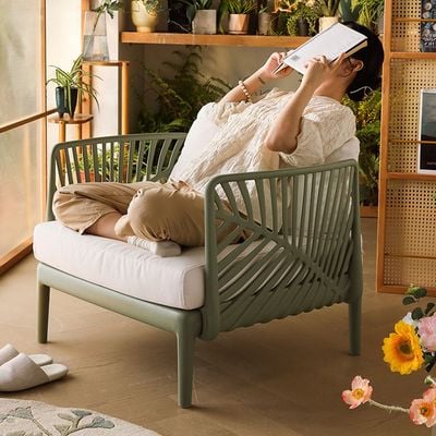 Jeffcoco Furniture Outdoor Sofa Set with Coffee Table 1+1+1 Garden Unique Modern Heat Proof Balcony Furniture(Single Sofa*2 with Table)