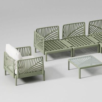 Jeffcoco Furniture Outdoor Sofa Set with Coffee Table 3+1+1+1 Garden Unique Modern Design Heat Proof Balcony Furniture