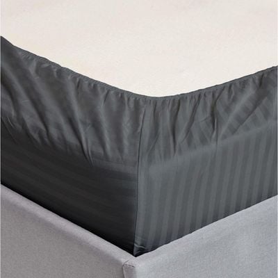 Extra Deep Fitted Bed Sheet +1Pcs Pillow Cover, Single (90x190+20CM), Color Grey