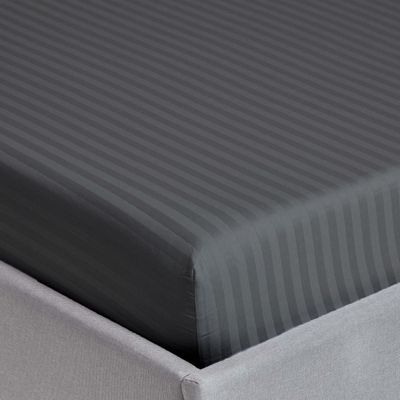 Extra Deep Fitted Bed Sheet +2Pcs Pillow Covers, King (180x200+30CM), Color Grey