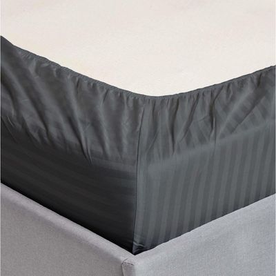 Extra Deep Fitted Bed Sheet +2Pcs Pillow Covers, Super king (200x200+30CM), Color Grey