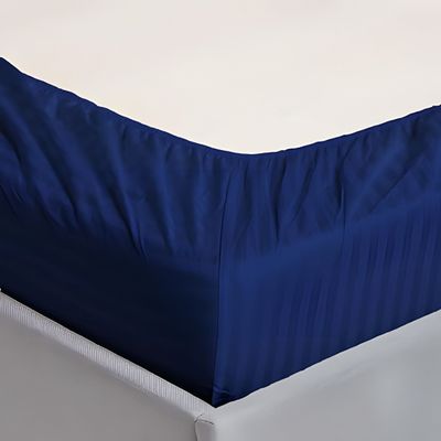 Extra Deep Fitted Bed Sheet +2Pcs Pillow Covers, Super king (200x200+30CM), Color Navy Blue
