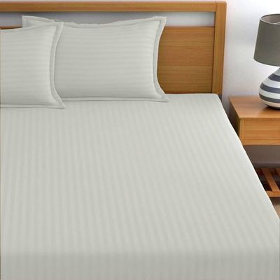 Extra Deep Fitted Bed Sheet +2Pcs Pillow Covers, King (180x200+30CM), Color White