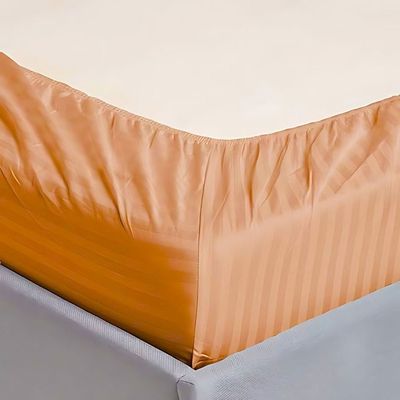 Extra Deep Fitted Bed Sheet +2Pcs Pillow Covers, Double (120x200+20CM), Color Peach