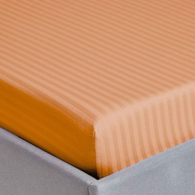 Extra Deep Fitted Bed Sheet +2Pcs Pillow Covers, Double (120x200+20CM), Color Peach