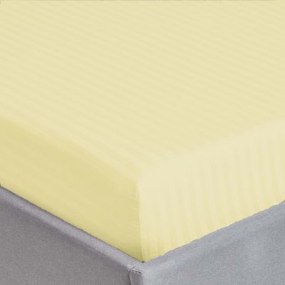 Extra Deep Fitted Bed Sheet +2Pcs Pillow Covers, Double (120x200+20CM), Color Cream
