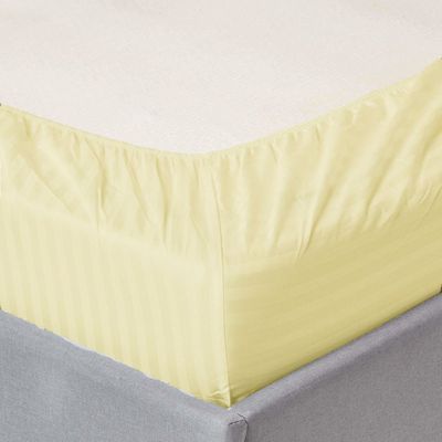 Extra Deep Fitted Bed Sheet +2Pcs Pillow Covers, Double (120x200+20CM), Color Cream
