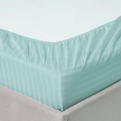 Extra Deep Fitted Bed Sheet +2Pcs Pillow Covers, Queen (150x200+30CM), Color Sky blue