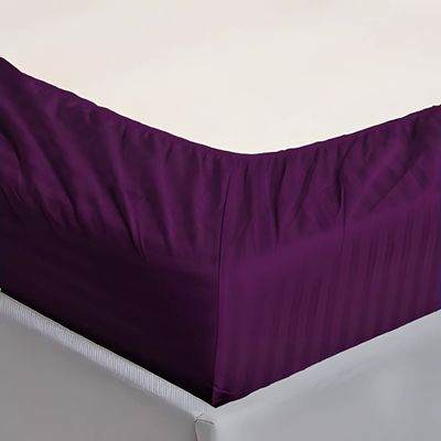 Extra Deep Fitted Bed Sheet +2Pcs Pillow Covers, Queen (150x200+30CM), Color Purple