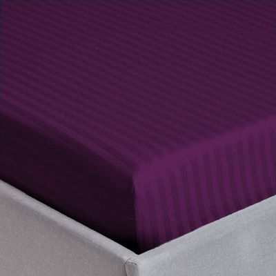 Extra Deep Fitted Bed Sheet +2Pcs Pillow Covers, Queen (150x200+30CM), Color Purple