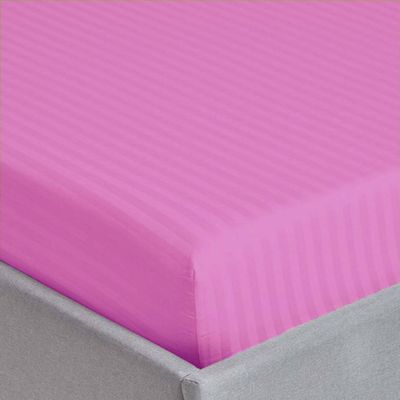 Extra Deep Fitted Bed Sheet +2Pcs Pillow Covers, Super king (200x200+30CM), Color Pink