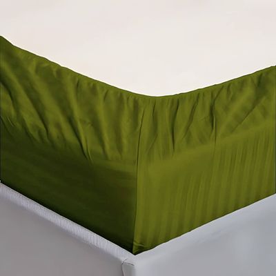 Extra Deep Fitted Bed Sheet +2Pcs Pillow Covers, Queen (150x200+30CM), Color Olive