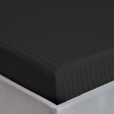 Extra Deep Fitted Bed Sheet +2Pcs Pillow Covers, Queen (150x200+30CM), Color Black