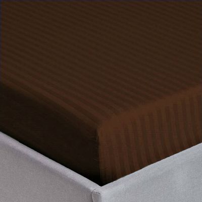 Extra Deep Fitted Bed Sheet +2Pcs Pillow Covers, Queen (150x200+30CM), Color Brown