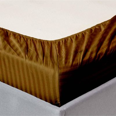 Extra Deep Fitted Bed Sheet +2Pcs Pillow Covers, Queen (150x200+30CM), Color Brown
