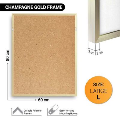 Framed Islamic Wall Art of Ayat ul Kursi, Arabic Calligraphy Wall Decor for Living Room and Bedroom, Framed Fine Art L3xW60xH80 - Champagne Gold Frame