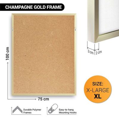 Framed Islamic Wall Art of Ayat ul Kursi, Arabic Calligraphy Wall Decor for Living Room and Bedroom, Framed Fine Art L3xW75xH100 - Champagne Gold Frame