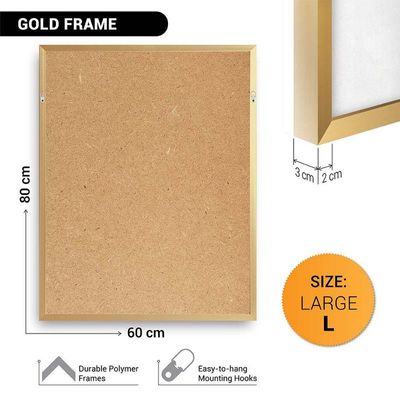 Framed Islamic Wall Art of Kabah, Holy Kabaah Painting, Wall Decor for Living Room and Bedroom, Framed Fine Art L3xW60xH80 - Champagne Gold Frame