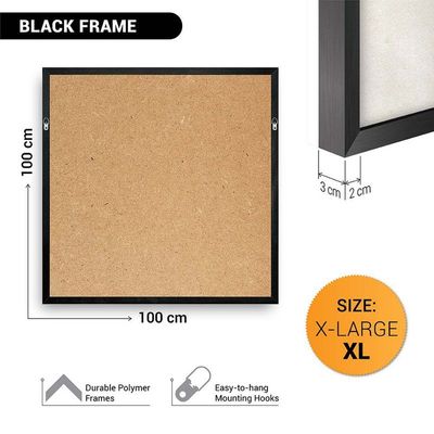Framed Islamic Wall Art of Kabah, Holy Mosque of Makkah, Holy Kabaah Vintage Painting, Wall Decor for Living Room and Bedroom, Framed Fine Art L3xW100xH100 - Black Frame