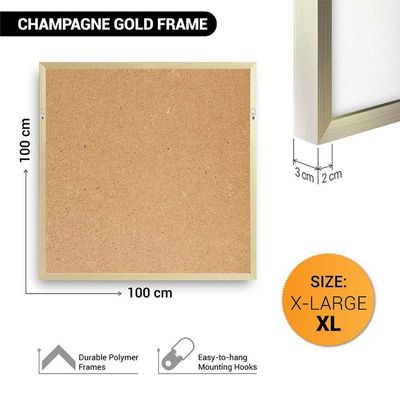 Framed Islamic Wall Art of Kabah, Holy Mosque of Makkah, Holy Kabaah Vintage Painting, Wall Decor for Living Room and Bedroom, Framed Fine Art L3xW100xH100 - Champagne Gold Frame