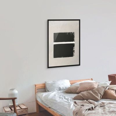 Framed Abstract Islamic Wall Art of Ka'bah, Minimal Kaa'bah Painting, Wall Decor for Living Room and Bedroom, Framed Fine Art L3xW45xH60 - Black Frame
