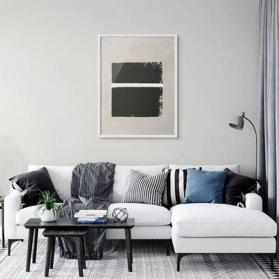 Framed Abstract Islamic Wall Art of Ka'bah, Minimal Kaa'bah Painting, Wall Decor for Living Room and Bedroom, Framed Fine Art L3xW45xH60 - White Frame