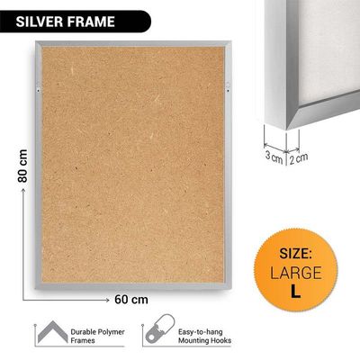 Framed Abstract Islamic Wall Art of Ka'bah, Minimal Kaa'bah Painting, Wall Decor for Living Room and Bedroom, Framed Fine Art L3xW60xH80 - Silver Frame
