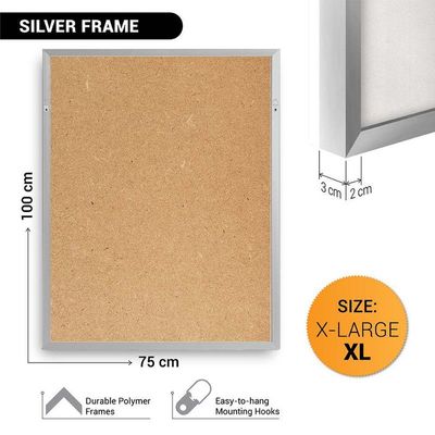 Framed Abstract Islamic Wall Art of Ka'bah, Minimal Kaa'bah Painting, Wall Decor for Living Room and Bedroom, Framed Fine Art L3xW75xH100 - Silver Frame