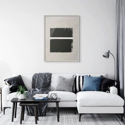 Framed Abstract Islamic Wall Art of Ka'bah, Minimal Kaa'bah Painting, Wall Decor for Living Room and Bedroom, Framed Fine Art L3xW75xH100 - Silver Frame