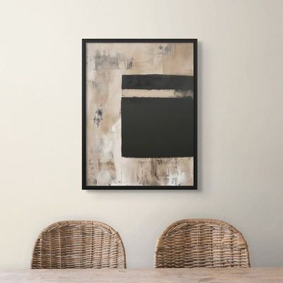 Framed Abstract Islamic Wall Art of Ka'bah, Minimal Kaa'bah Painting, Wall Decor for Living Room and Bedroom, Framed Fine Art L3xW45xH60 - Black Frame
