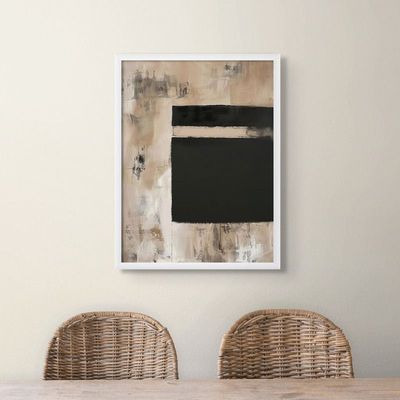 Framed Abstract Islamic Wall Art of Ka'bah, Minimal Kaa'bah Painting, Wall Decor for Living Room and Bedroom, Framed Fine Art L3xW75xH100 - White Frame
