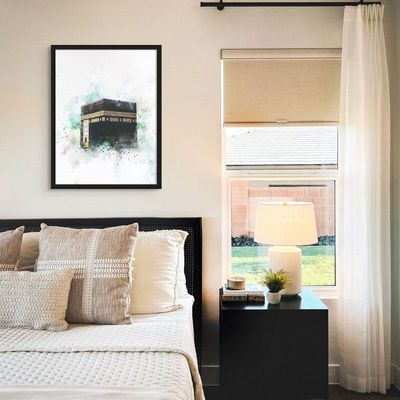 Framed Islamic Wall Art of Kabah, Holy Kabaah Painting, Wall Decor for Living Room and Bedroom, Framed Fine Art L3xW60xH80 - Black Frame